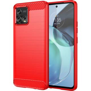 Motorola G72 Brushed Carbon Bagside Cover - Rød