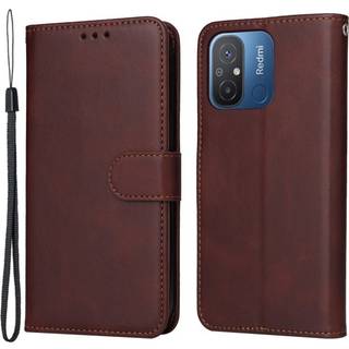 SKALO Xiaomi Redmi 12C 4G Flip Cover m. pung i PU-læder - Brun