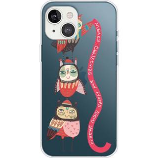 iPhone 14 Fleksibel Plastik Jule Bagside Cover - Ugler