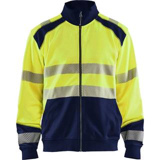 Blåkläder 3558 High Vis Sweatshirt full zip / High Vis Sweatshirt full zip - 4XL - High Vis Gul/Marineblå