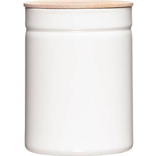 Riess Kitchen Management Vorratsdose 2,25 L Pure White - Emaille mit Eschenholzdeckel - Weiß