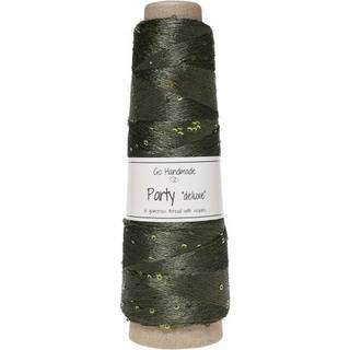 Go Handmade Party Deluxe 18167 Hunting green Indhold: 100 % Polyester + palietter Vægt/længde: 50 g = ca. 250 meter Maskinvask, max 40°C / Tørres fladt.