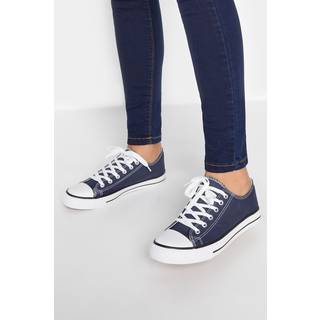 Lts Navy Canvas Low Trainers In Standard Fit Standard > 8 Lts | Tall Women's Flats - Blue - Standard 8