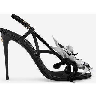 Dolce&Gabbana Floral-appliquÃ© patent leather sandals - multicoloured - EU 36