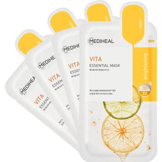 MEDIHEAL Bedste koreanske arkmaske - Vita Essential Face Mask 4 ark vitaminmaske til alle hudtyper, der udj?vner stramning Toning op lysning