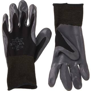 Showa Atlas 370b Nitrile Palm Coating Glove Black Large (pakke med 12 par)