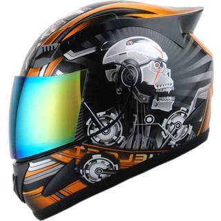 1storm motorcykelcykel fuld ansigtshjelmmekaniker kranium - tonet visir orange