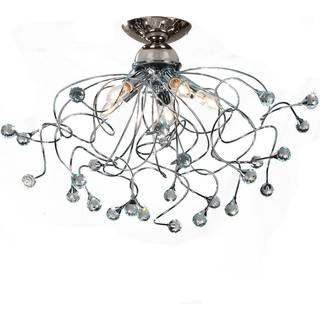 Loftlampe Trilly i krom med krystaller, 5 lyskilder.