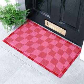 Artsy Mats Artsy Mats Multi Fuchsia Wavy Checkerboard Indoor Outdoor Doormat