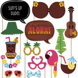 Big Dot of Happiness - Tiki Luau - Tropical Hawaiian Summer Party Photo Booth Props Kit - 20 Count