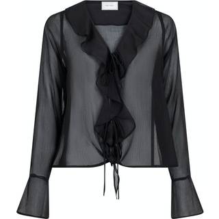 Anika Frill Bluse, Sort, 34