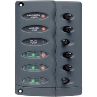 Strømafbryderpanel / sikringspanel BEP Marine Contour Switch Panel Waterproof 6 Way, med 6 automatsikringer