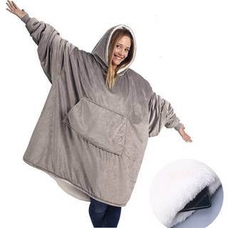 Oversize hættetrøje i ultrablød fleece - grå