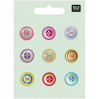 Knopfmix mehrfarbig 1,5cm 9 Stück - Bunt
