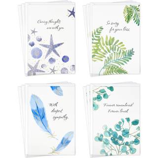 Hallmark Sympathy Cards Sortment Watercolor Nature (12 Assortered Thinking of You Cards with conluolder)