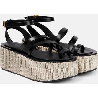 Max Mara Biarritz leather platform espadrille sandals - black - EU 40