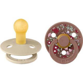 BIBS Rund Colour Sut - 2-Pak - Str. 1 - Naturgummi - Liberty - Chamomille Lawn/Woodchuck Mix