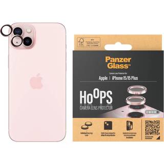 iPhone 15 / 15 Plus PanzerGlass Hoops - Beskyttelse til Kamera - Platinum Strength - Gennemsigtig / Pink
