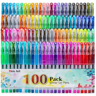 Glitter gelpenner 100 farveglitterpen sæt til at lave kort 30% mere blæk neon glitter gel markør til voksne farvelægning journalerende håndtering