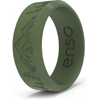 ENSO -ringar etsade Bevel Silicone Wedding Ring - Bekväm och flexibel design för aktiv livsstil - Pine Peak Size 9