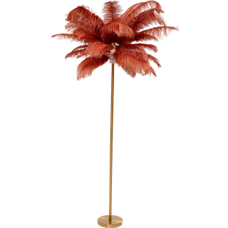 KARE Feather Palm gulvlampe med fjer, rustrød