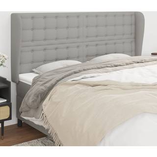 Sengegavl Med Kanter Stof - Lysegrå / 183 x 23 x 118/128 cm