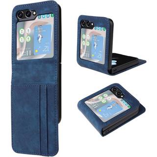 SKALO Samsung Z Flip5 PU-læder Kortholder Cover - Blå