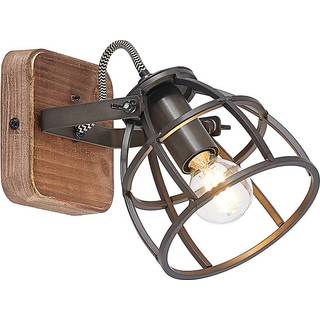 Lindby loftspot Rutger, 16 cm, 2 lyskilder, træ, bur, E14
