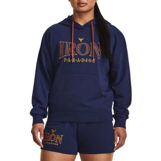 Sweatshirt med hætte Under Armour Pjt Rck Everyday Terry Hdy-BLU 1380186-410 Størrelse XS