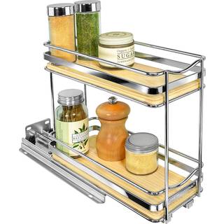 Lynk Professional? Lite Træk Spice Rack Organizer til indvendige køkkenskabe - 4-1/4 tommer bred - Slide skuffe - Wood/Chrome Skydekrydsskab Orga
