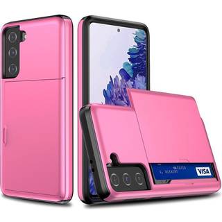Samsung Galaxy S21 FE (5G) Hybrid Håndværkercover m. Kortholder - Pink