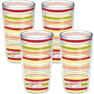 Tervis tillverkad i USA dubbelväggiga Fiesta -isolerade Tumbler Cup håller drycker kallt & het 16oz - 4pk soliga ränder