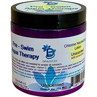 Diva Stuff Pre -Swim Aqua Therapy Chlorine Neutralizing Body Lotion Beskytter hud mod klor og saltvand 8 oz - lavet i USA Unscented Suncreme