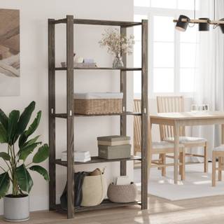 opbevaringsreol 5 hylder 80x38x170 cm massivt fyrretræ grå