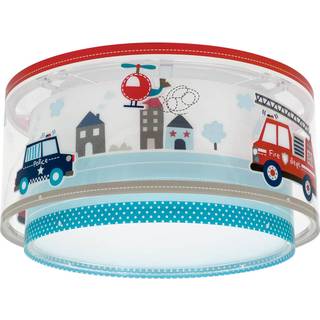 Dalber Police loftlampe, blå/hvid, Ø 33 cm