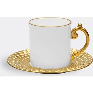 L'Objet Tea And Coffee - 'Aegean' espresso cup and saucer, gold in Gold Porcelain