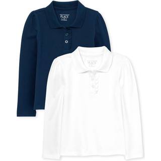 B?rnenes sted babypiger og sm?barnspiger Lang?rmet Ruffle Pique Polo Tidal/White 2T