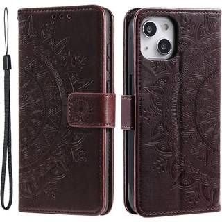 SKALO iPhone 15 Mandala Flip Cover - Brun