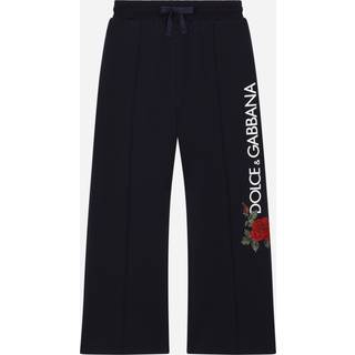 Dolce&Gabbana Kids Rose logo cotton jersey sweatpants - blue - Y 6