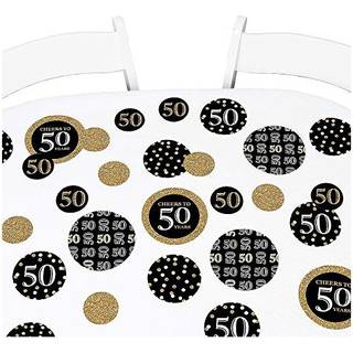 Stor prik af lykke Voksen 50 -?rs f?dselsdag - guld - f?dselsdagsfest Giant Circle Confetti - Party Decorations - Stor konfetti 27 t?lling