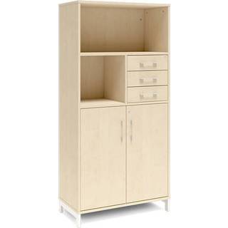 Office kontorskab med skuffer 1660x800mm birk med hvidt stel