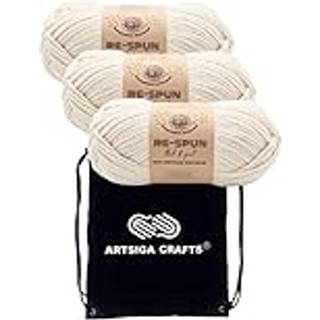 Lion Brand re spundet tyk og hurtig pisket fløde 843-098 (3 -Skalles - samme farvestof) Vægt s voluminøs #6 polyestergarn til hækling og striknin