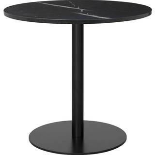 GUBI 1.0 Spisebord Rundt Ø80 cm M. Sort Base og Sort Marquina Marmor Top