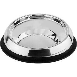 Rustfrit stål skål for fladsnudede hunde med gummitring - Ø 28 X 7,5 cm - ca.. 700 ml