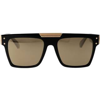 Philipp Plein Unisex SPP080 PLEIN BADGE ! 700G Solbriller Acetat Sort Brun Firkantet Normal Spejl