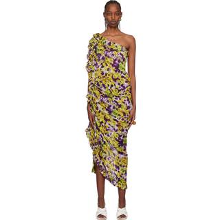 Dries Van Noten Ruffle-trimmed floral satin midi dress - multicoloured - XS