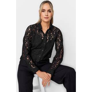 Lts Tall Black Lace Long Sleeve Shirt 18 Lts | Tall Women's Shirts & Blouses
