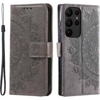 SKALO Samsung S23 Ultra Mandala Flip Cover - Grå