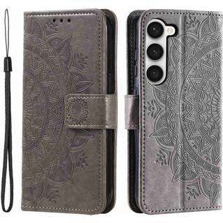 SKALO Samsung S23 Plus Mandala Flip Cover - Grå