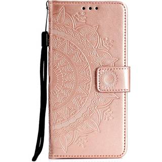 Huawei P30 Lite Læder Flip Cover m. Pung - Mandala Mønster Rose Gold